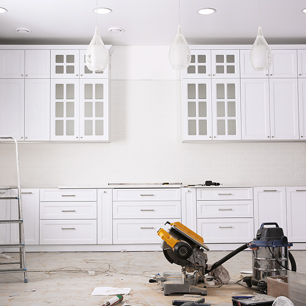 White kitchen remodeling with new cabinets